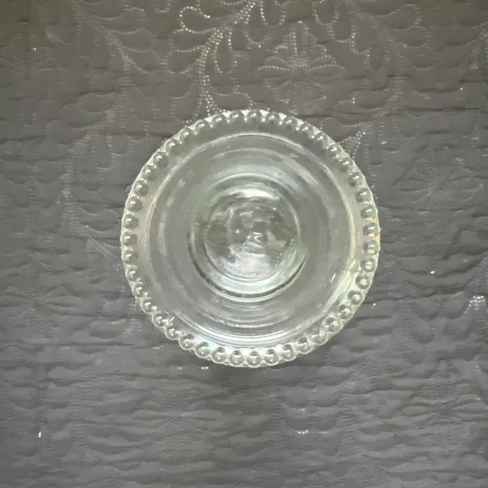 VTG Anchor Hocking Prescut Clear Glass Hurricane Lamp Chimney Beaded Top Vase